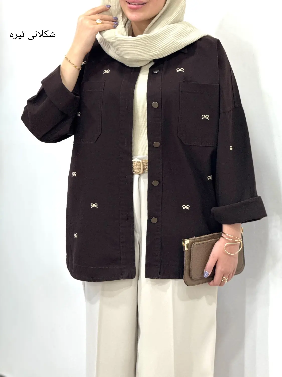 مانتو کتان کاغذی گلدوزی رومیسا